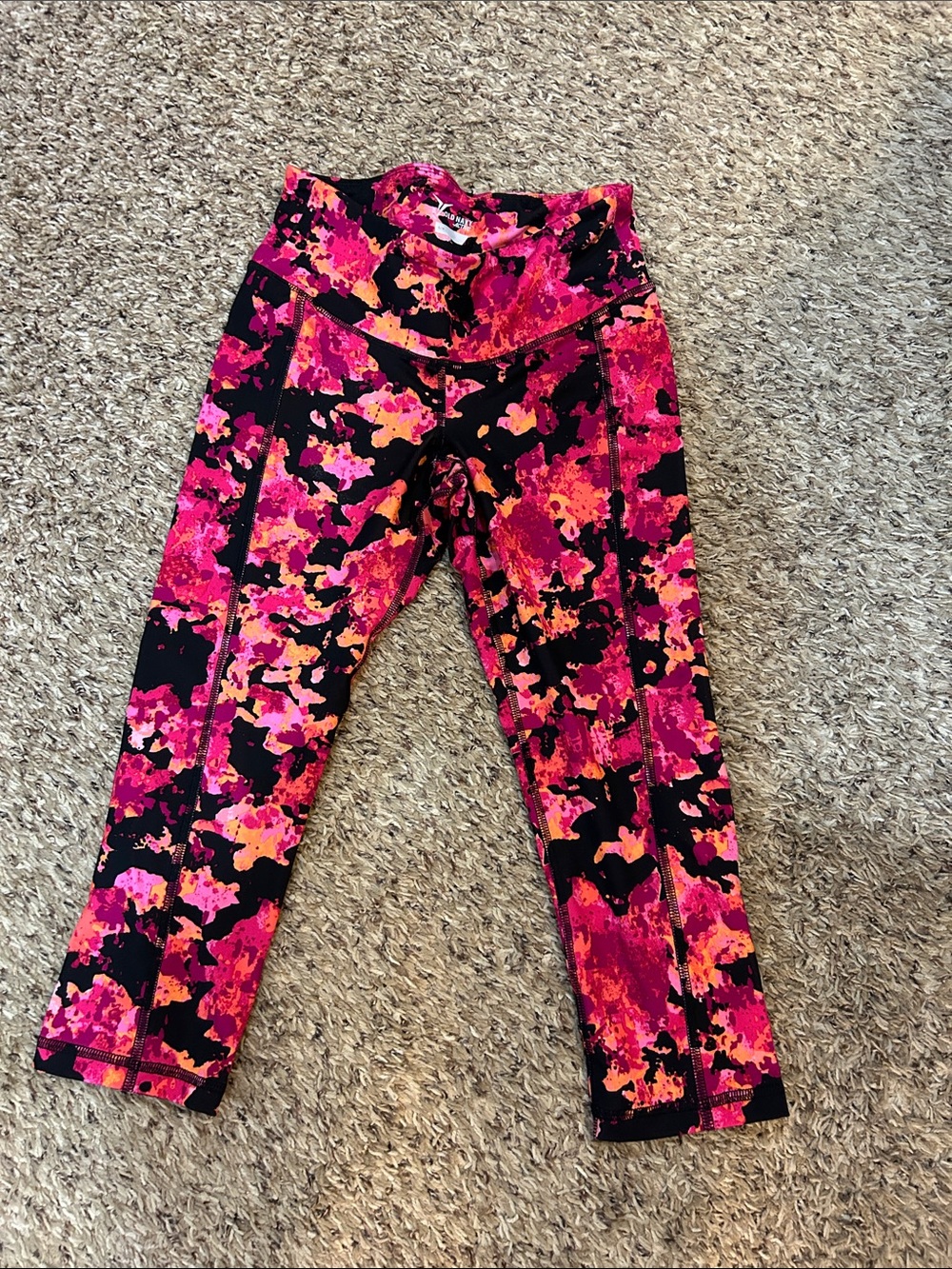 Old Navy Pink, Black & Orange Girls' Active Capri Leggings